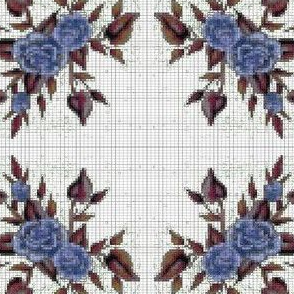 cross stich blue rose