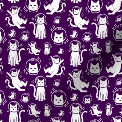 Space Cats White on Purple