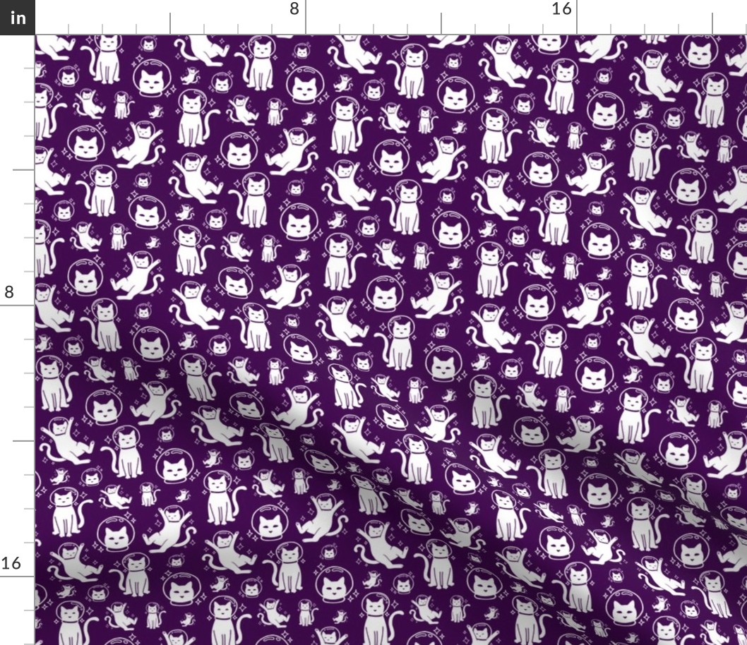 Space Cats White on Purple