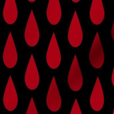 Medium Dark Red Blood Drops on Black