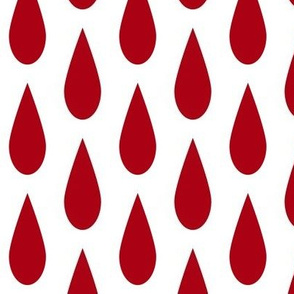Medium Dark Red Blood Drops on White