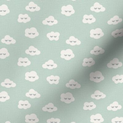 Small // mint green Sleepy clouds kids prints