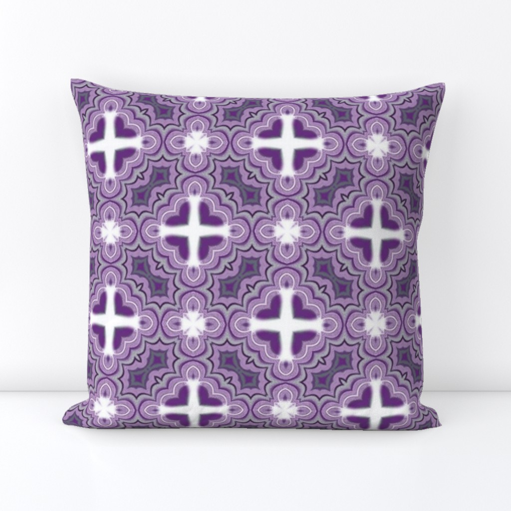 Moroccan Windows in Purple White and Gray Lace Geometric Repeat