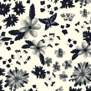 Elizabeth Chintz Floral Blooms -Black 