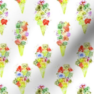 Banana-strawberry ice cream cones ll watercolor sweets