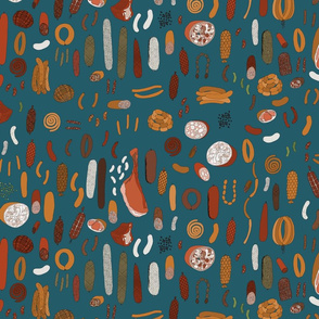 Charcuterie on dark turquoise