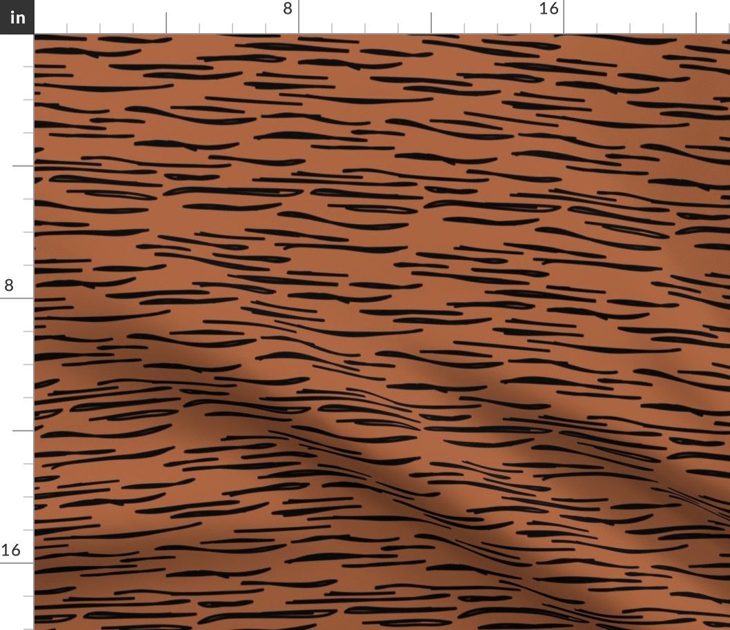 Abstract waves zebra stripes animal print or ocean wave sea life design autumn winter copper rust brown black