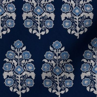 navy indigo mughal flower india morocco kashmir moroccan turkish