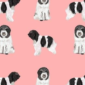 schapendoes fabric - dutch sheepdog fabric, dog fabric, dog breeds fabric - pink