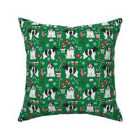 schapendoes dog christmas fabric - dutch sheepdog fabric, schapendoes fabric - green