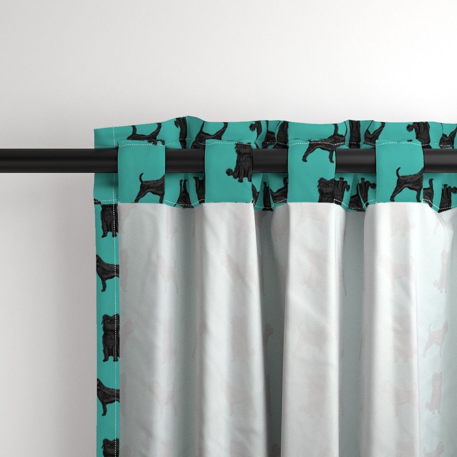 affenpinscher dog fabric - black dog fabric, affenspinscher fabric - teal