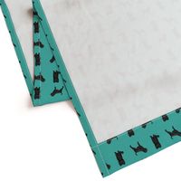 affenpinscher dog fabric - black dog fabric, affenspinscher fabric - teal