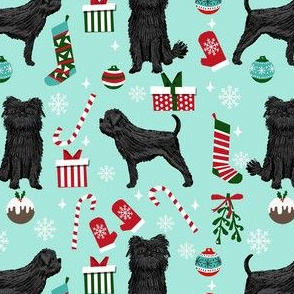 affenpinscher dog fabric - christmas dog fabric, affenpinscher fabric - dog fabric, holiday dog - mint