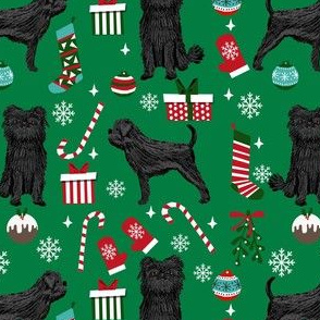affenpinscher dog fabric - christmas dog fabric, affenpinscher fabric - dog fabric, holiday dog - green