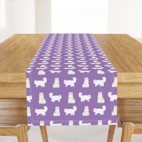 persian cat fabric - white cat, persian cat fabric - purple