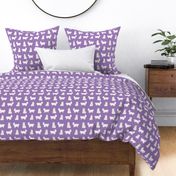 persian cat fabric - white cat, persian cat fabric - purple