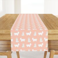 persian cat fabric - white cat, persian cat fabric - blush