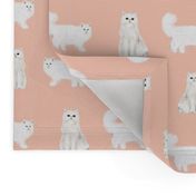 persian cat fabric - white cat, persian cat fabric - blush