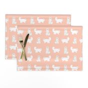 persian cat fabric - white cat, persian cat fabric - blush