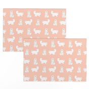 persian cat fabric - white cat, persian cat fabric - blush