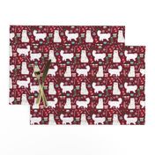 persian cat christmas fabric - cat christmas, christmas cat fabric, persian cat fabric - ruby