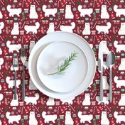 persian cat christmas fabric - cat christmas, christmas cat fabric, persian cat fabric - ruby