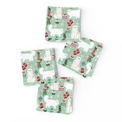 persian cat christmas fabric - cat christmas, christmas cat fabric, persian cat fabric -mint