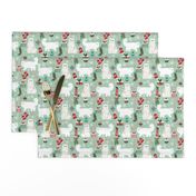 persian cat christmas fabric - cat christmas, christmas cat fabric, persian cat fabric -mint