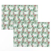 persian cat christmas fabric - cat christmas, christmas cat fabric, persian cat fabric -mint