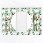 persian cat christmas fabric - cat christmas, christmas cat fabric, persian cat fabric -mint