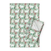 persian cat christmas fabric - cat christmas, christmas cat fabric, persian cat fabric -mint