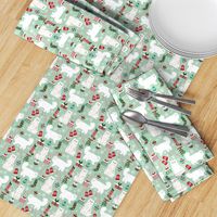 persian cat christmas fabric - cat christmas, christmas cat fabric, persian cat fabric -mint