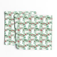 persian cat christmas fabric - cat christmas, christmas cat fabric, persian cat fabric -mint