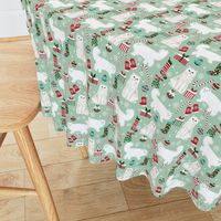 persian cat christmas fabric - cat christmas, christmas cat fabric, persian cat fabric -mint