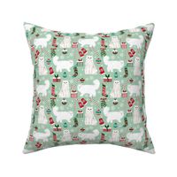 persian cat christmas fabric - cat christmas, christmas cat fabric, persian cat fabric -mint