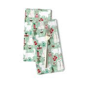 persian cat christmas fabric - cat christmas, christmas cat fabric, persian cat fabric -mint