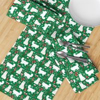 persian cat christmas fabric - cat christmas, christmas cat fabric, persian cat fabric - green