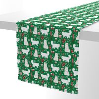 persian cat christmas fabric - cat christmas, christmas cat fabric, persian cat fabric - green