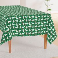 persian cat christmas fabric - cat christmas, christmas cat fabric, persian cat fabric - green