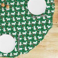 persian cat christmas fabric - cat christmas, christmas cat fabric, persian cat fabric - green