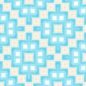 Oceans Within Waves Painterly Doll Quilt / Blue-Sand  