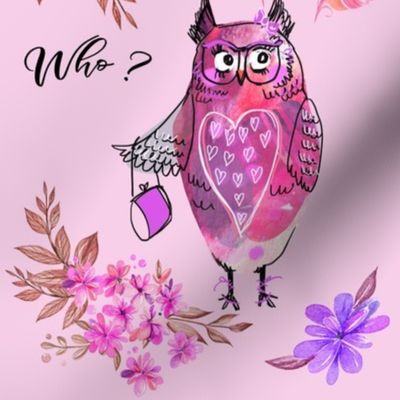 Lady Owl on Pale Pink