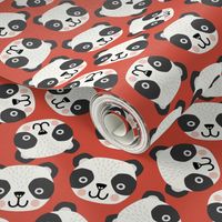 Happy scandi pandas on red