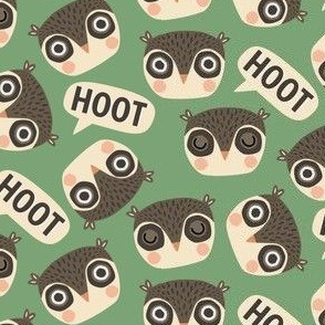 Hoot hoot wake up scandi owls on green