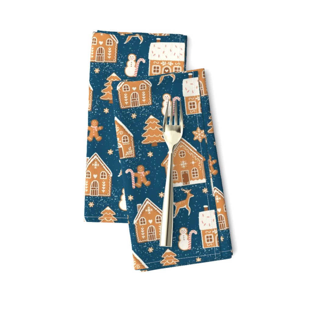 Gingerbread Village (small) on dark blue