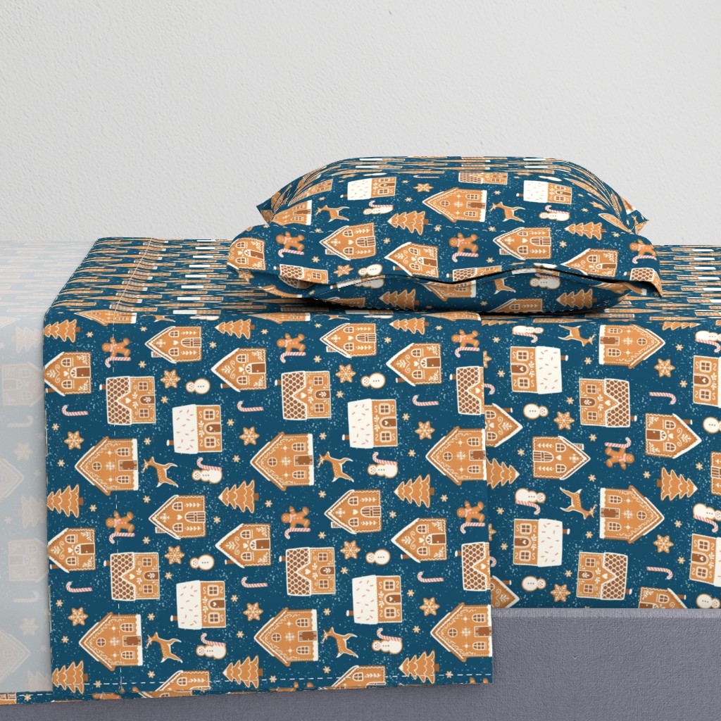 Gingerbread Village (small) on dark blue