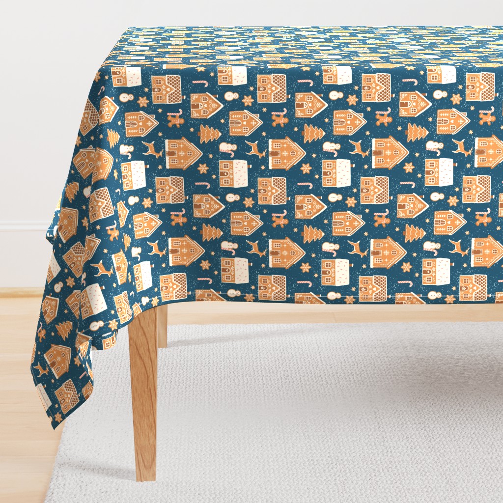 Gingerbread Village (small) on dark blue