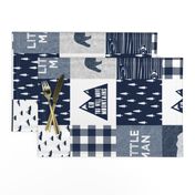 Little Man & You Will Move Mountains Quilt Top - Navy (bear) (90) C19BS