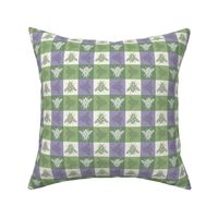 Busy Bee Gingham - Lavender and Sage - Green Bees