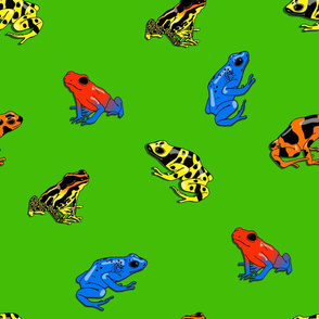 poison frogs on green